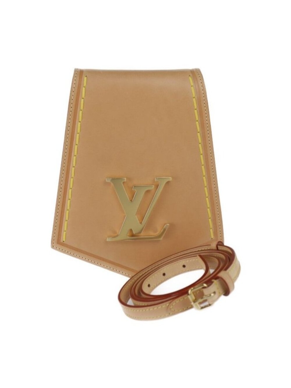 Louis Vuitton Key Bell XL PM Shoulder Bag Leather Beige Gold Hardware